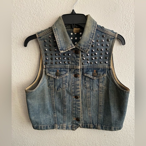 Toska Vintage Denim Jeans Vest With Studs L - Picture 2 of 11